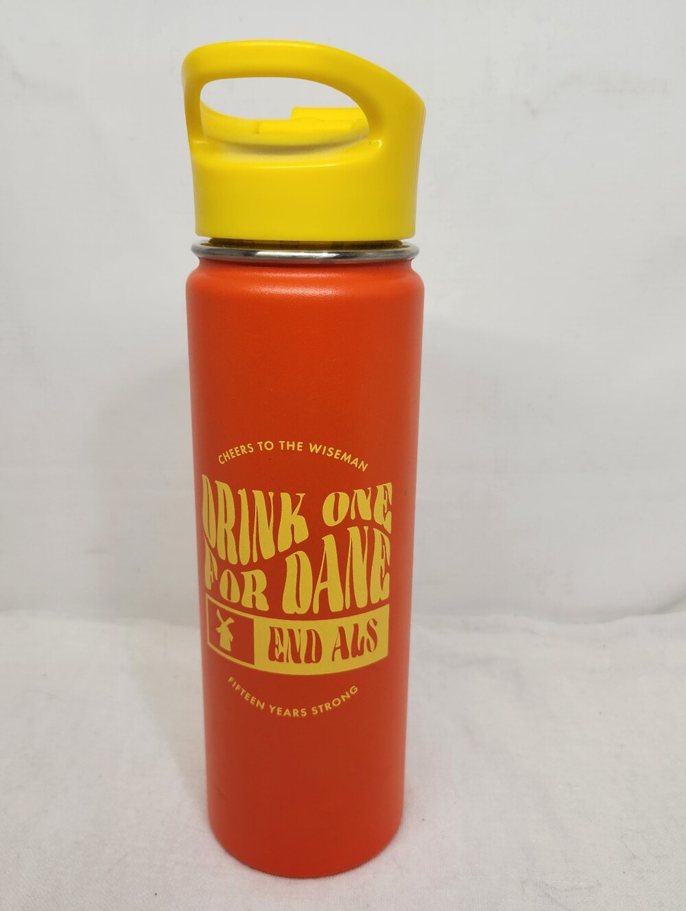 Dutch Bros Coffee Drink One for Dane 20oz Orange Yellow Thermal Travel Tumbler